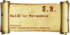 Belász Mirandola névjegykártya